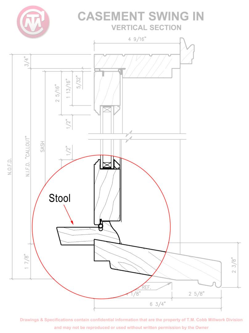 Inswing Casement Stool - Cobb Custom Millwork